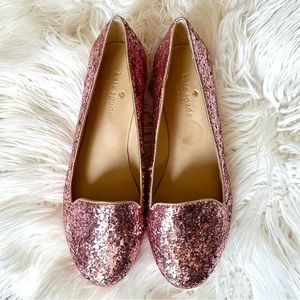 WORN ONCE Kate Spade Trick Glitter Loafers in Rose Gold / Pink size 6